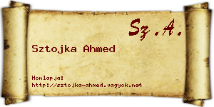 Sztojka Ahmed névjegykártya